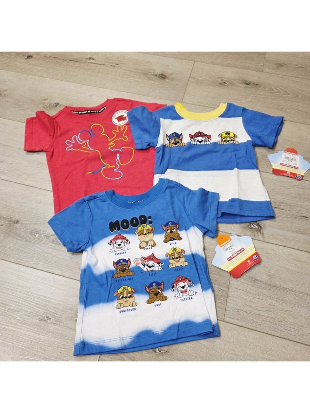 3 Paw Patrol Mickey Mouse Youth Infant Toddler Boys Sz 12 Months Short Sleeve